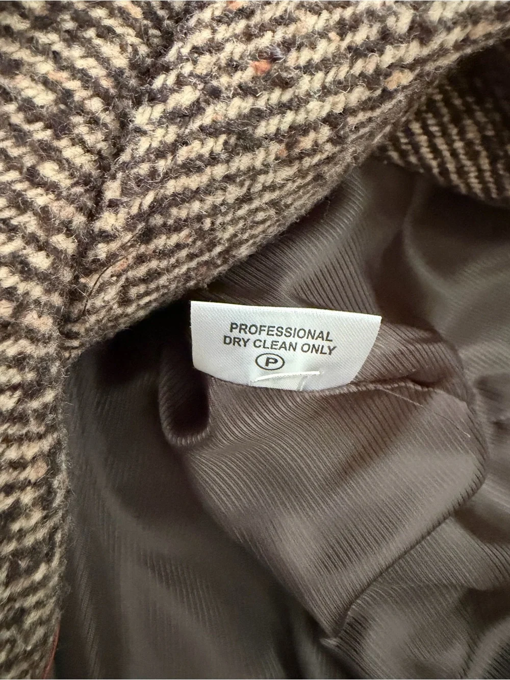 Calvin Klein Brown Tweed Double-Breasted Belted Peacoat